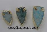 NGP1749 20*30mm - 25*50mm arrowhead druzy agate gemstone pendants