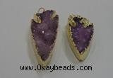 NGP1751 20*30mm - 25*50mm arrowhead druzy agate gemstone pendants