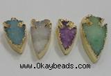 NGP1752 20*30mm - 25*50mm arrowhead druzy agate gemstone pendants