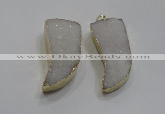 NGP1753 20*45mm oxhorn druzy agate gemstone pendants