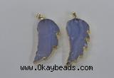 NGP1773 22*45mm - 25*50mm wing-shaped agate gemstone pendants