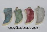 NGP1786 15*35mm - 20*45mm oxhorn druzy agate gemstone pendants