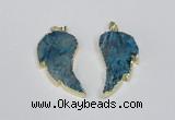 NGP1788 20*40mm - 25*45mm wing-shaped druzy agate pendants