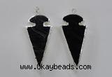 NGP1807 25*60mm - 30*65mm arrowhead black agate pendants