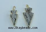 NGP1814 20*38mm - 25*45mm arrowhead druzy agate gemstone pendants