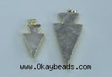 NGP1816 18*38mm - 28*45mm arrowhead druzy agate gemstone pendants