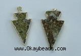 NGP1817 18*38mm - 28*45mm arrowhead druzy agate gemstone pendants