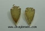 NGP1872 20*30mm - 25*50mm arrowhead druzy agate gemstone pendants