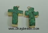 NGP1877 30*45mm - 32*50mm cross druzy agate gemstone pendants