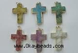 NGP1879 30*45mm - 32*50mm cross druzy agate gemstone pendants