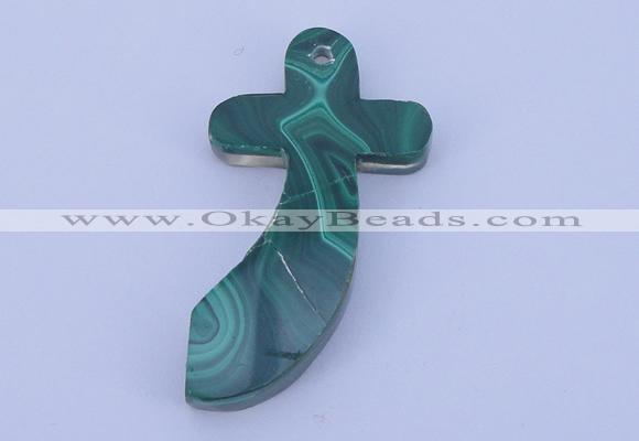 NGP189 29*51mm cross synthetic malachite gemstone pendant jewelry