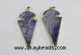 NGP1925 30*65mm arrowhead agate gemstone pendants wholesale