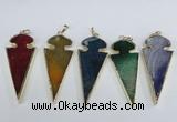 NGP1927 30*65mm arrowhead agate gemstone pendants wholesale