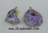 NGP1951 30*40mm - 45*55mm freeform druzy agate & amethyst pendants