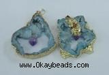 NGP1954 30*40mm - 45*55mm freeform druzy agate & amethyst pendants