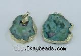 NGP1955 30*40mm - 45*55mm freeform druzy agate & amethyst pendants