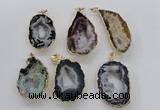 NGP1974 25*40mm - 30*50mm freeform druzy agate gemstone pendants