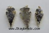 NGP1987 15*40mm - 20*50mm arrowhead druzy agate pendants