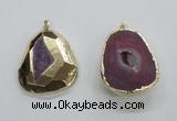 NGP1996 35*45mm - 40*50mm freeform plated druzy agate pendants