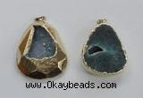 NGP1999 35*45mm - 40*50mm freeform plated druzy agate pendants