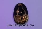 NGP2028 35*55mm carved gold plated matte black obsidian pendants