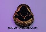 NGP2037 40*45mm carved gold plated matte black obsidian pendants