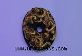 NGP2041 40*55mm carved gold plated matte black obsidian pendants