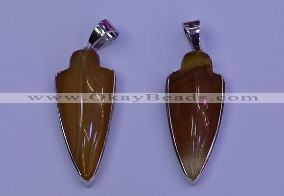 NGP2058 15*40mm - 18*45mm arrowhead striped agate pendants