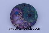 NGP206 6*40mm coin dyed imperial jasper & chrysocolla gemstone pendant