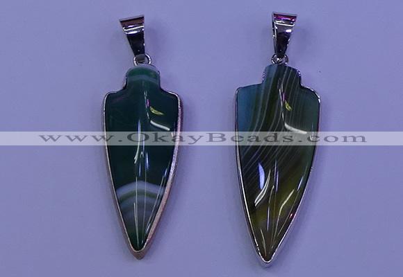 NGP2062 15*40mm - 18*45mm arrowhead striped agate pendants