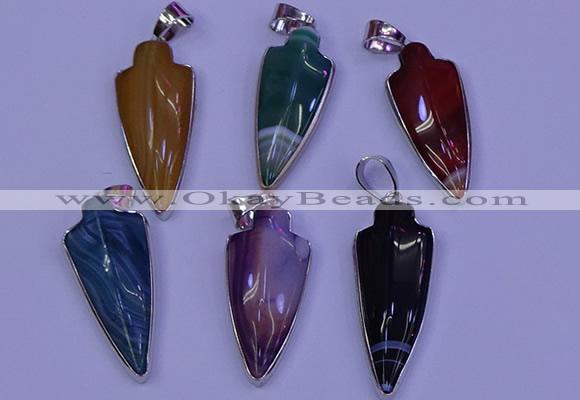 NGP2063 15*40mm - 18*45mm arrowhead striped agate pendants