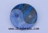 NGP207 6*40mm coin dyed blue lace agate & chrysocolla gemstone pendant