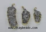 NGP2108 20*40mm - 25*65mm feather-shaped druzy agate pendants