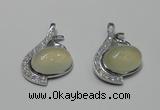 NGP2125 22*35mm agate gemstone pendants with crystal pave alloy settings