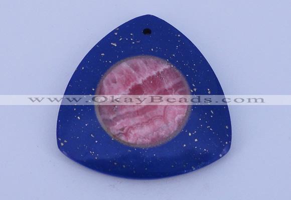 NGP213 45*45mm fashion dyed rhodochrosite & lapis lazuli gemstone pendant