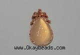 NGP2137 22*40mm agate gemstone pendants with crystal pave alloy settings