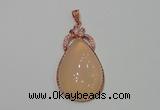 NGP2138 27*50mm agate gemstone pendants with crystal pave alloy settings