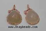 NGP2146 28*50mm agate gemstone pendants with crystal pave alloy settings