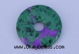 NGP223 5*30mm synthetic ruby zoisite & malachite gemstone donut pendant