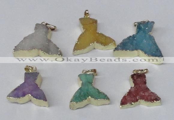 NGP2231 20*25mm - 22*30mm fishtail druzy agate gemstone pendants