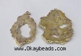 NGP2241 40*50mm - 45*55mm freeform plated druzy agate pendants