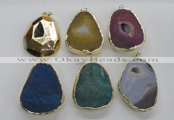 NGP2247 30*40mm - 40*45mm freeform druzy agate gemstone pendants