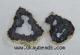 NGP2325 35*45mm - 45*55mm freeform plated druzy agate pendants