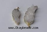 NGP2360 18*35mm - 22*45mm wing-shaped druzy quartz pendants