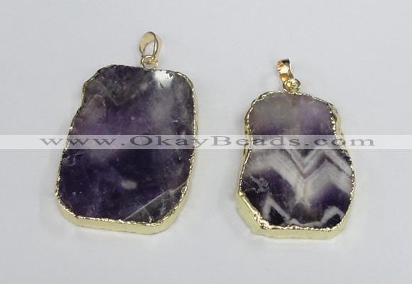 NGP2393 25*35mm - 30*45mm freeform dogtooth amethyst pendants