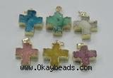 NGP2403 25*26mm - 27*28mm cross druzy agate pendants wholesale