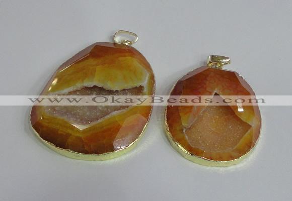 NGP2432 30*40mm - 40*45mm freeform druzy agate pendants wholesale