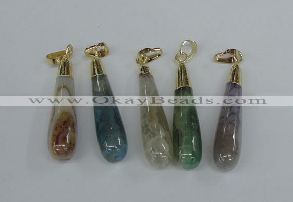 NGP2438 10*40mm teardrop agate gemstone pendants wholesale