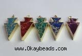 NGP2453 18*38mm - 22*45mm arrowhead sea sediment jasper pendants