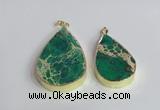 NGP2458 20*30mm - 30*35mm flat teardrop sea sediment jasper pendants